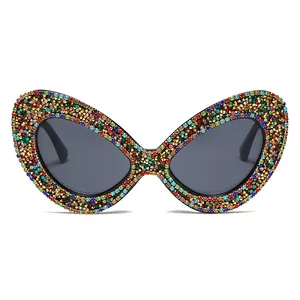 Ms A98019 Vlinder Frame Zonnebril Verkopen Goed Over De Grens Diamond Zonnebril Voor Vrouwen Parel Strass Zonnebril