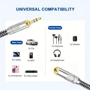 오디오 보조 헤드폰 스테레오 연장 오디오 케이블 3.5MM 헤드폰 자동차 스피커 스테레오 잭 Aux 오디오 연장 어댑터 케이블 - Product Image 6