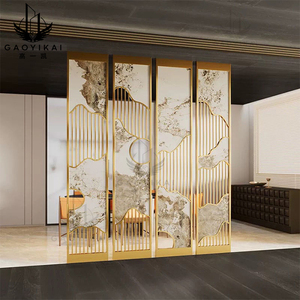 Hiện đại sang trọng hình chữ nhật thủy tinh Cẩm Thạch phân vùng tường ngăn xoay thép không gỉ kim loại nghệ thuật Deco phong cách thiết kế - Product Image 6