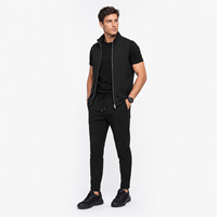 Ensemble de survêtement 3 pièces pour homme en coton mercerisé : T-shirt, pantalon de survêtement et gilet – Vêtements de sport décontractés et athleisure personnalisables avec logo – Vente en gros