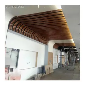 悬挂式金属天花板瓷砖3D波浪形铝条挡板天花板面板流行大厅假天花板设计