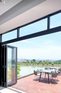 Puerta plegable doble resistente a huracanes externa Acordeón Puerta <span class=keywords><strong>de</strong></span> vidrio plegable Terraza <span class=keywords><strong>de</strong></span> aluminio Puerta <span class=keywords><strong>de</strong></span> doble apertura - Product Image 5