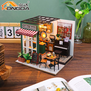 Bộ đồ chơi nhà búp bê thu nhỏ Hongda PC2311 Afternoon Cafe 2024, làm bằng gỗ, tự lắp ráp, có đèn - Product Image 6