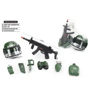 Hot Sales Wholesale role playing game brinquedos-exército jogo conjunto com arma de som, estourar cap, vestuário de proteção
