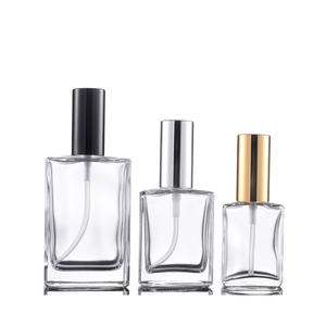 Botella de Perfume Cuadrada Plana de Vidrio Transparente, Atomizador Portátil Recargable con Pulverizador a Presión, Envase Cosmético de Vidrio - Product Image 3