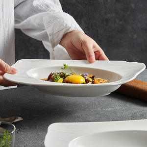 Plato de Sopa Estilo Occidental, Apto para Microondas, Esmaltado, para el Hogar, Novedad <span class=keywords><strong>2022</strong></span>, Plato Hondo, Sensación de Alta Gama, Plato para Pasta, Plato Blanco para Bistec - Product Image 3