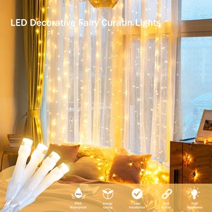 Twinkle Garland Curtain <span class=keywords><strong>Lights</strong></span> Chuỗi 3X3M 304 LED Ngoài Trời Cổ Tích Đám Cưới Luces Navidad Cửa Sổ Trang Trí Led Icicle Curtain Ánh Sáng - Product Image 1