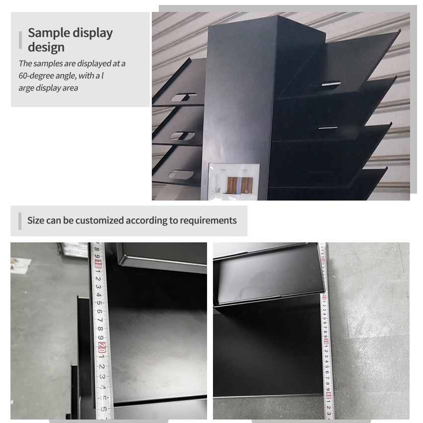 Factory direct floor-standing marble slab natural stone tile panel exhibition hall quaraz metal granite display stand