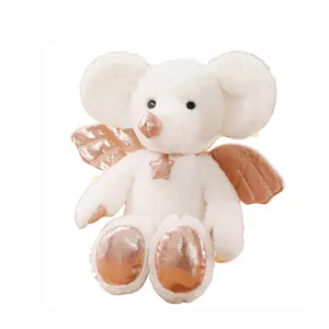 بيع بالجملة عيد ميلاد عيد الحب لينة الملاك الماوس الفيل الأغنام محشوة الحيوانات أفخم لعبة مع أجنحة الملاك للفتيات