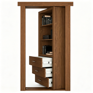<span class=keywords><strong>Porte</strong></span> Murphy invisible en bois massif et contreplaqué avec étagère dissimulée, taille personnalisée, surface finie pour la décoration de la maison, de l'hôtel et de la cuisine - Product Image 4