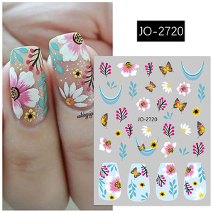 Nagel blumen aufkleber Bunte selbst klebende Rückseite Chrysantheme Bienen nagel aufkleber Hand gezeichnete Nagel kunst - Product Image 3