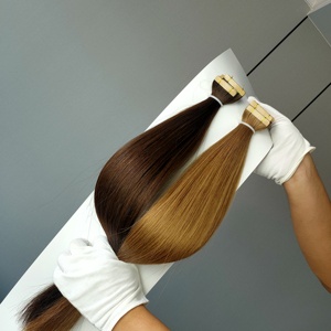 Extensions de cheveux à bandes adhésives, toutes couleurs disponibles, cheveux russes bruts 100% humains, vente en gros d'usine. - Product Image 3