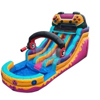 Tobogán Acuático Inflable de 15 pies con Doble Carril para Gamers, Material de PVC Portátil para Uso Comercial