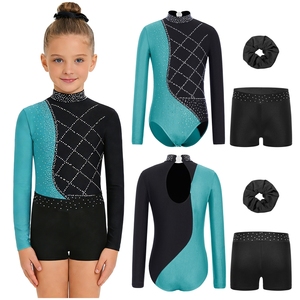 Traje de Danza Lírica de Alta Calidad para Niñas de 6 a 16 Años, Conjunto de Leotardo con Pantalones Cortos y Diadema para Gimnasia y Patinaje Artístico - Product Image 3