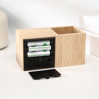 Nouveauté bureau bureau stylo support table porte-stylo en bois led réveil numérique température