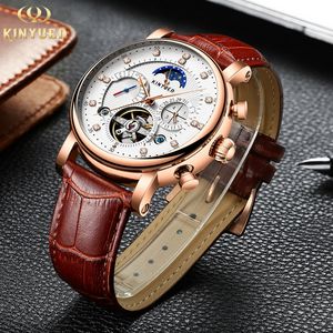 <span class=keywords><strong>KINYUED</strong></span> J025 Montres Mécaniques Automatiques de Marque pour Hommes Calendrier Phase de Lune 30m Étanche <span class=keywords><strong>Montre</strong></span> en Cuir de Haute Qualité pour Hommes - Product Image 6
