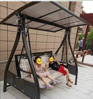 Balançoire extérieure: Jardin de cour/balcon Chaises suspendues solaires imperméables extérieures de fonte d'aluminium, doubles chaises à bascule et balançoires