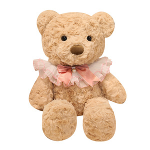 Peluche Ours en Peluche Cartoon avec Nœud Floral, en Tissu Feutre Flanelle Ultra Doux, Poupée Apaisante Anti-Stress pour Fête - Product Image 3
