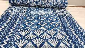 Bohemian Patchwork Reversible Quilt Blue White Floral Pattern Organic Cotton All Season Home Decor - Product Image 2