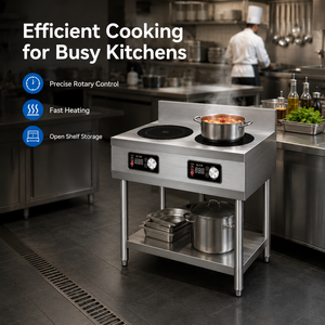 High Efficiency Commercial Double Burner Induction Cooker Stainless Steel <b>Standing</b> 2 Head Induction Hob for Restaurant Range - Product Image 4
