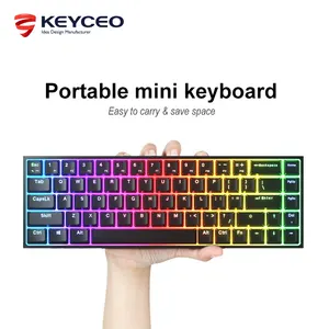 Teclado mecânico 60% atacado preço é barato e fino design ergonômico 2.4g + bt dual-modo rgb gaming mini teclado