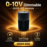 Module LED GU10 dimmable 0-10V OEM ODM 10W en aluminium forgé à froid, downlight de haute qualité, CRI élevé 90-97, Bridgelux C8, IP20, 50000