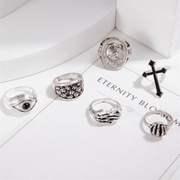 Punk Style 6 pièces/ensemble anneau d'oeil bijoux de mode anneaux croisés exagérés pour hommes