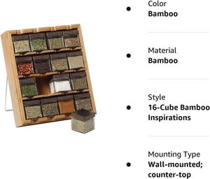 16 Jar Space Bamboo 3-in-1Spice Organizer <b>Rack</b> for <b>Kitchen</b> Countertop <b>Storage</b> Multifunction and Drawer - Product Image 5