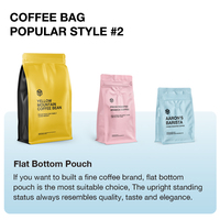 Sac à café gris recyclable avec logo personnalisé, en plastique, à fermeture éclair, fond carré, huit côtés, finition givrée brillante