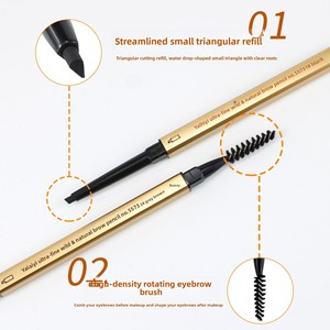 Lápiz Delineador de Cejas Doble con Tira Dorada Pequeña, Diseño Triangular <span class=keywords><strong>Tridimensional</strong></span> y Duradero, Modelo 5573 para Chicas - Product Image 2