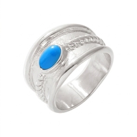 18K Vergoldeter Retro Strukturierter Breiter Ring mit Eingelegtem Ovalem Türkis und Tigerauge, Edelstahl Modeschmuck Ring