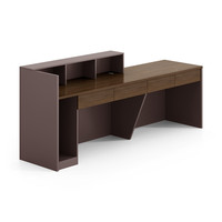 Meja mebel kantor Modern desain meja kantor depan penerimaan dengan 4 laci & lubang CPU meja penerimaan kantor