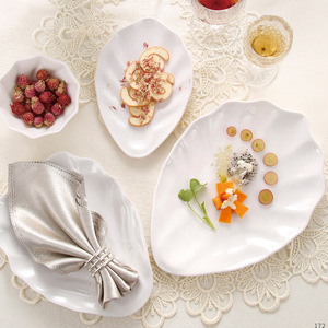 A8 <b>Melamine</b> Jade Porcelain White Creative <b>Plate</b>, Fan-Shaped Shell <b>Plate</b>, Snack, Barbecue, Skewer <b>Plate</b>, Thickened Commercial - Product Image 1