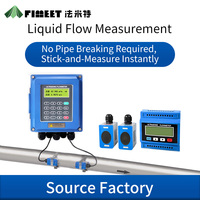 Flowmeter Ultrasonik Digital Dinding Stainless Steel Akurasi Tinggi +/-1% untuk Air, Minyak, Cairan, Gas, Fluida, Klem Flens
