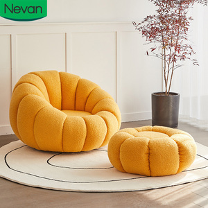 Estilo nórdico, sala de estar, muebles para el hogar, ocio clásico, venta al por mayor, sofá de un solo asiento de terciopelo moderno perezoso barato con reposapiés - Product Image 1
