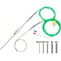 Sensor Suhu Pt100 Probe RTD Termometer Resistansi Platinum dengan Kabel Silikon Diameter 3mm Panjang 150mm 3 Kawat OEM