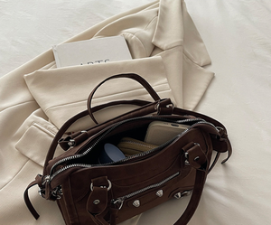 Nuova <span class=keywords><strong>Borsa</strong></span> a <span class=keywords><strong>Tracolla</strong></span> <span class=keywords><strong>Media</strong></span> Retrò di Alta Qualità in Pelle Scamosciata e Poliestere con Cerniera, Casual e Alla Moda per Donne - Product Image 2