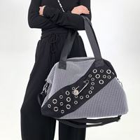 Tas Tote Y2K Street Personalized Millennium Spicy Girl dengan Pin Splicing, Kapasitas Besar, Tas Selempang Bahu Tunggal