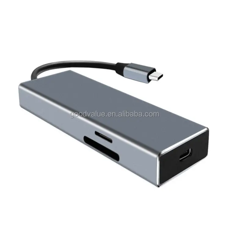 Aluminum Multi Function Type C 3.0 USB Hub With HDTV+PD Charger Docking Station For Mac IPad PC