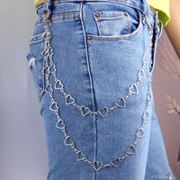 Chaîne de corps sexy en métal plaqué or avec cœur décoratif en métal, ceinture de taille tendance pour les soirées