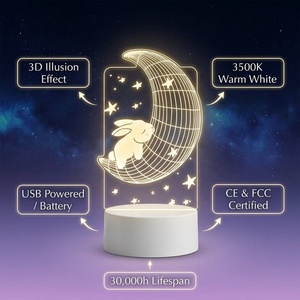 Lámpara de <span class=keywords><strong>Noche</strong></span> LED 3D de Acrílico Personalizada al por Mayor, Lámpara de Mesa USB con Ilusión Óptica, Lámpara Decorativa con Logotipo Personalizado para Regalo - Product Image 3