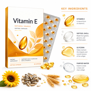 Vitamine E Naturelle Pure en Gros 400 UI Extrait Complément Tocotriénols 300 mg Gélules Molles Soutien Immunitaire Santé de la Peau pour Nouveaux-nés - Product Image 4