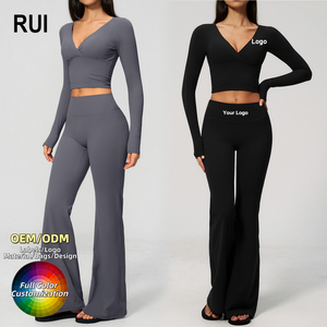 Conjunto de Yoga RUIQUWIN al por Mayor, Ropa Casual para Mujer, Leggings Deportivos, Top de Yoga de Manga Larga, Conjunto Deportivo - Product Image 1