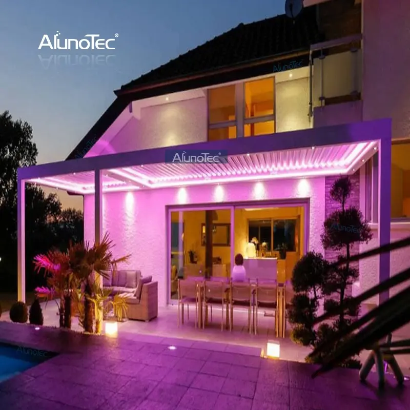 AlunoTec açılış Louvre çatı sistemi pergolalar alüminyum Gazebo Bioclimatic Pergola açık yaşam için