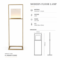 Lampe sur pied LED minimaliste moderne, cadre en aluminium et acrylique, abat-jour en verre, globe blanc, température de couleur réglable, lampe personnalisable