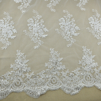 Ebay Chaude Belle Fleur Broderie Tulle Tissu Blanc Sequin Mariée Dentelle Maille Garniture WTPA-082