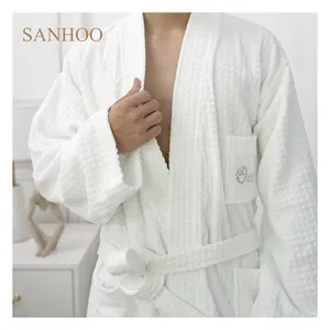 SANHOO-Albornoz 100% de algodón con Logo bordado, para Hotel, suave, egipcio