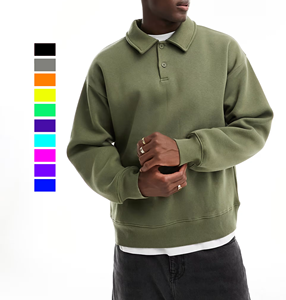<span class=keywords><strong>Felpa</strong></span> a maniche lunghe oversize da uomo <span class=keywords><strong>con</strong></span> collo a <span class=keywords><strong>Polo</strong></span> 80 in cotone 20 poliestere per <span class=keywords><strong>Polo</strong></span> - Product Image 1