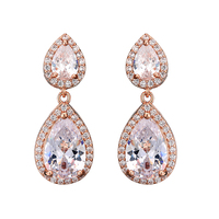 Boucles d'oreilles clous en zircon pour femme RAKOL EP1068, plaquées argent/or, tendance, certifiées par un tiers, pour mariage et mariée