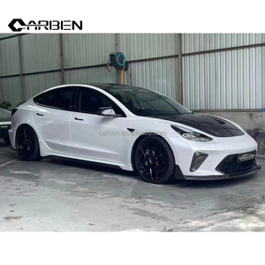 Vorsteiner-Style Carbon Fiber Body Kit with Front Lip, Rear <strong>Diffuser</strong>, Side Skirts &amp; Rear Spoiler - Fits Tesla <strong>Model</strong> <strong>3</strong> (2017-2023 - Product Image 2